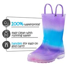 Kids Rain Boots Children Waterproof Light Up Boots With Easy-On Handles - Màu Lilac Tím - Xem 2