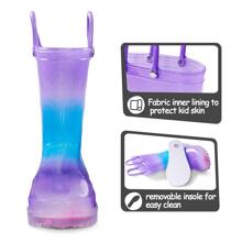 Kids Rain Boots Children Waterproof Light Up Boots With Easy-On Handles - Màu Lilac Tím - Xem 4