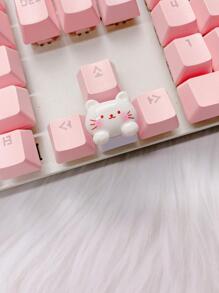 2入組卡通貓裝飾鍵帽 - 白色 - 查看 6