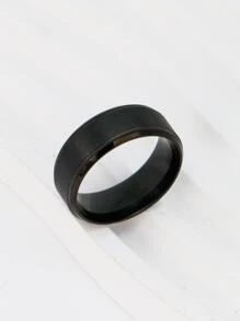 男士单枚个性化简约不锈钢戒指，适合日常佩戴，也可作为珠宝礼品和派对配饰 - 黑色 - 查看 4