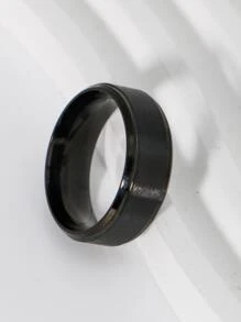 男士单枚个性化简约不锈钢戒指，适合日常佩戴，也可作为珠宝礼品和派对配饰 - 黑色 - 查看 3