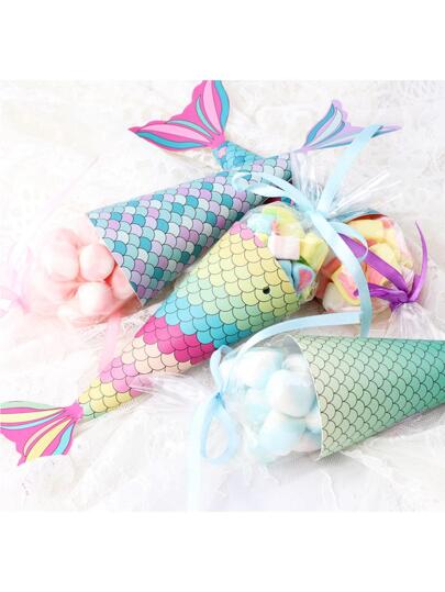 12 piezas Bolsas de caramelos de sirena de colores, suministros para fiestas