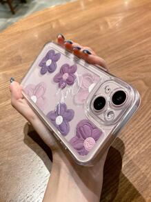 Funda de teléfono colorida de 1 pieza con diseño de flores TPU a prueba de caídas, compatible con iPhone 7 8 Plus X Xr Xs Max 11 12 13 14 Pro/Pro Max, Samsung A03s A12 A13 A21s A22 A32 A33 A50 A51 A52 A53 A71 A72 A73 S20fe S21 S22 Plus Ultra - transparente - Ver 4