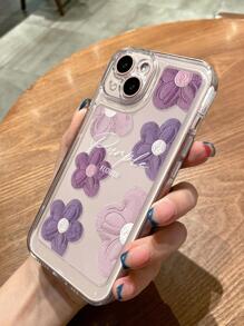 Funda de teléfono colorida de 1 pieza con diseño de flores TPU a prueba de caídas, compatible con iPhone 7 8 Plus X Xr Xs Max 11 12 13 14 Pro/Pro Max, Samsung A03s A12 A13 A21s A22 A32 A33 A50 A51 A52 A53 A71 A72 A73 S20fe S21 S22 Plus Ultra - transparente - Ver 5