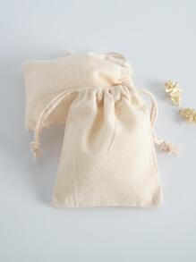 10入組時尚平紋細布抽繩首飾包裝包 - 米色 - 查看 1