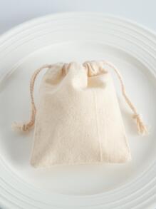 10入組時尚平紋細布抽繩首飾包裝包 - 米色 - 查看 3