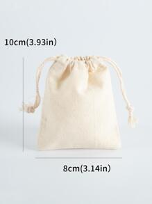 10入組時尚平紋細布抽繩首飾包裝包 - 米色 - 查看 4