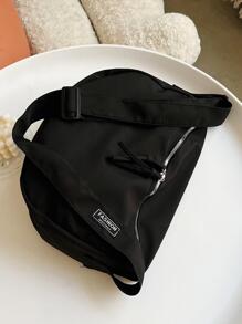 Minimalist Hobo Bag Medium With Zipper Shoulder Bags for Women, Large Size Shoulder Bag Hobo Crossbody Handbag Casual Tote, Stylish Tote Handbag Fashion Crossbody Bag College Travel Backpack Teacher Appreciation Gifts - Black - View 5