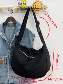 Minimalist Hobo Bag Medium With Zipper Shoulder Bags for Women, Large Size Shoulder Bag Hobo Crossbody Handbag Casual Tote, Stylish Tote Handbag Fashion Crossbody Bag College Travel Backpack Teacher Appreciation Gifts - Black - View 4