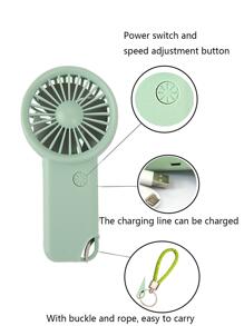MEET SUN 1pc Rechargeable 500mAh Battery Operated Hand-Held Portable 3-Speed Mini Fan With Wrist Strap