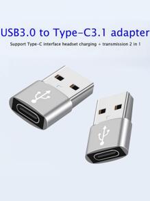 1入組便攜式USB3.0至Type-C3.1數據線轉換頭 - 銀色 - 查看 1