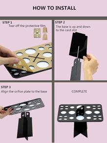 RANCAI 1pc Foldable 28-Slot Acrylic Makeup Brush Drying Rack, Tree-Shaped Holder Display Stand, Suitable For Makeup Artists, Acrylic Nail Brushes And Makeup Enthusiasts - Black - View 6