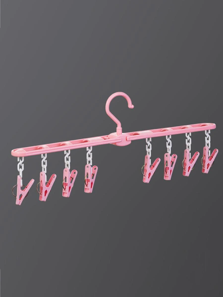 1 móc treo quần áo 8 móc có thể gập lại màu hồng - Hồng - Xem 1