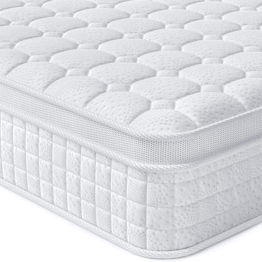Vesgantti 10 Inch Multilayer Hybrid Mattress - Multiple Sizes Available Ergonomic Design with Memory Foam and Pocket Spring/Medium Firm Feel - trắng - Xem 1