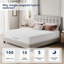 Vesgantti 10 Inch Multilayer Hybrid Mattress - Multiple Sizes Available Ergonomic Design with Memory Foam and Pocket Spring/Medium Firm Feel - trắng - Xem 3