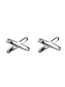 1 Pair Copper Alloy Crisscross Stud Earrings, Suitable For Daily Wear - Gold - View 3