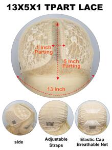13X5X1T型合成纖維頭髮長款小波浪金發混合彩虹飄帶前蕾絲假髮適合女士女孩28英寸無膠耐熱纖維頭髮看起來自然中間部分預拔毛髮際線130%密度蕾絲假髮適用於日常派對使用&1入組假髮帽