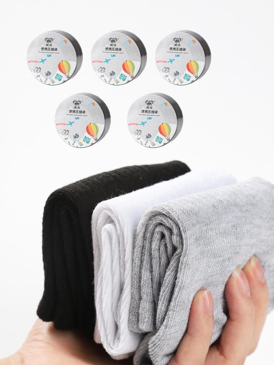 1 Pair/5 Pairs/10 Pairs/20 Pairs Disposable Compression Socks - Black - View 1
