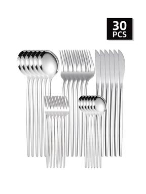 Juego de cubiertos de 5/20/30 piezas de acero inoxidable estilo portugués con cuchillo, tenedor y cuchara, adecuado para hogar, hotel, boda, regalos de festivales, cocina, regalo de Navidad