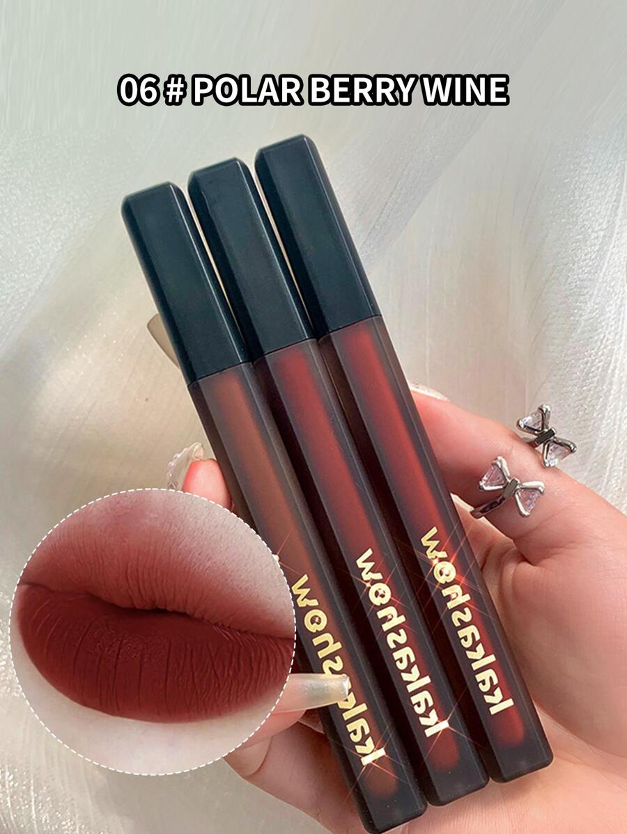 kakashow 啞光絲絨唇彩,霧面持久穿戴不粘杯子液體口紅不褪色唇釉適用於日常通勤 - 酒紅色 - 查看 1