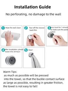 3入組廚房毛巾掛架,自粘式牆面碗墊毛巾掛鉤,圓形壁掛毛巾架適用於浴室、廚房和家庭,牆壁、櫥櫃、車庫,不需要鑽孔