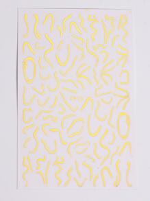 FULL BEAUTY 抽象金属金色美甲贴纸 3 件 3D 不对称线条几何夏季美甲贴花指甲装饰 DIY - 金色 - 查看 4