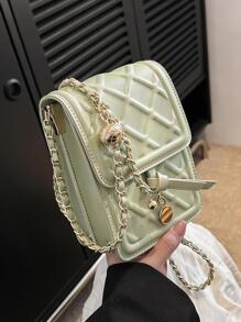 Dây đeo túi đeo chéo dập nổi hình học thời trang mini - màu xanh lá - Xem 6