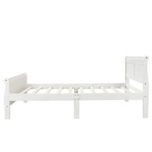 Wood Platform Bed Twin Bed Frame Mattress Foundation Sleigh Bed with Headboard/Footboard/Wood Slat Support - 白色 - 查看 4