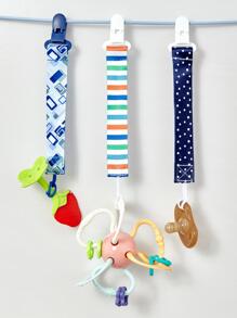 2 件双面花卉奶嘴夹，婴儿牙胶玩具挂带防丢失夹 - 彩色 - 查看 3