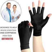 Găng tay không ngón nén bằng đồng cho ống cổ tay, Rsi, thấp khớp, đau tay, gõ máy tính - màu đen - Xem 3