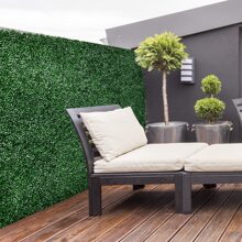 SHEIN X Heather Rae Outsunny 12 PCS 20" X 20" Artificial Boxwood Panels Topiary Wall Greenery Backdrop, Privacy Hedge Screen UV Protected 4Layer Roll Grass Panel Fence Decor Outdoor Indoor Garden Backyard, Light Green