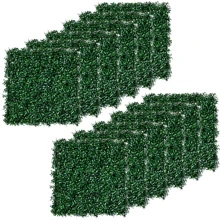 SHEIN X Heather Rae Outsunny 12 PCS 20" X 20" Artificial Boxwood Panels Topiary Wall Greenery Backdrop, Privacy Hedge Screen UV Protected 4Layer Roll Grass Panel Fence Decor Outdoor Indoor Garden Backyard, Light Green