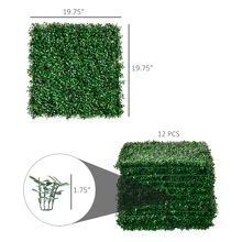 SHEIN X Heather Rae Outsunny 12 PCS 20" X 20" Artificial Boxwood Panels Topiary Wall Greenery Backdrop, Privacy Hedge Screen UV Protected 4Layer Roll Grass Panel Fence Decor Outdoor Indoor Garden Backyard, Light Green