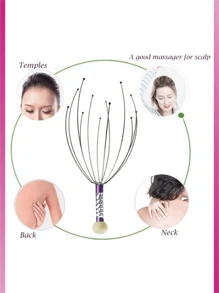 按摩工具，1入组紫色章魚頭章魚按摩器頸部身體自然止痛壓力頭皮工具，頭頸頭皮減壓章魚按摩放鬆 - 紫色 - 查看 4