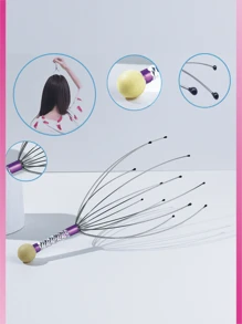 按摩工具，1入组紫色章魚頭章魚按摩器頸部身體自然止痛壓力頭皮工具，頭頸頭皮減壓章魚按摩放鬆 - 紫色 - 查看 2