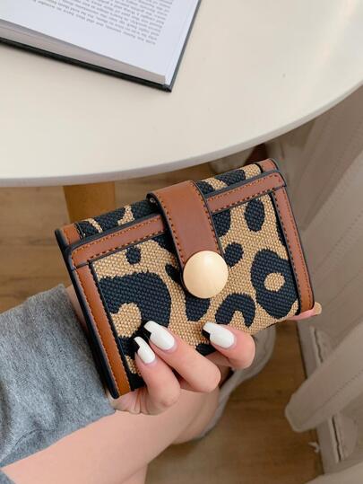 Women Leopard Print Vintage Short Wallet, Multi Card Slots Large Capacity Compact Purse, Versatile For Girls, Office Worker, Travel, Essential