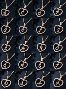 CVNANA 1入字母項鍊跨境專屬字母首飾心形吊墜友情禮物 - 玫瑰金 - 查看 3