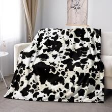 1 chiếc chăn họa tiết bò, chăn nhẹ ấm áp cho giường, tất cả các mùa - Đen và trắng - Xem 6