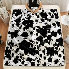 1 chiếc chăn họa tiết bò, chăn nhẹ ấm áp cho giường, tất cả các mùa - Đen và trắng - Xem 4