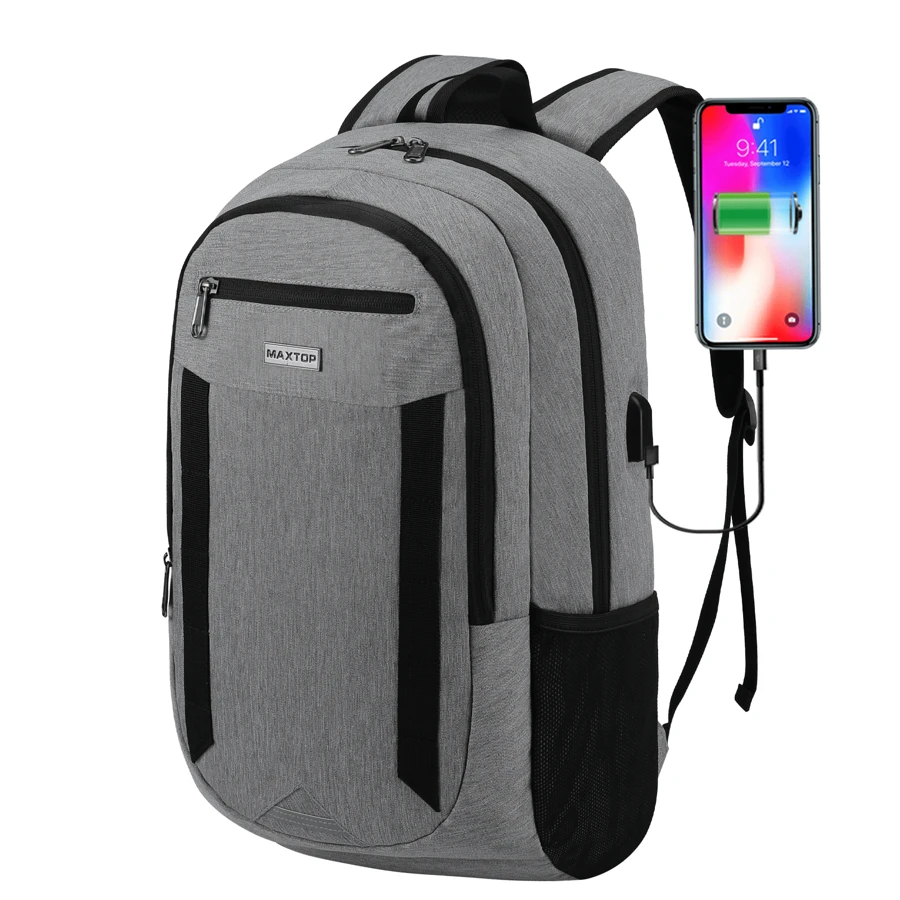 MAXTOP Laptop Backpack Business Computer Backpacks with USB Charging Port College Bookbag Fits Laptop up to 16 inch - 灰色 - 查看 1