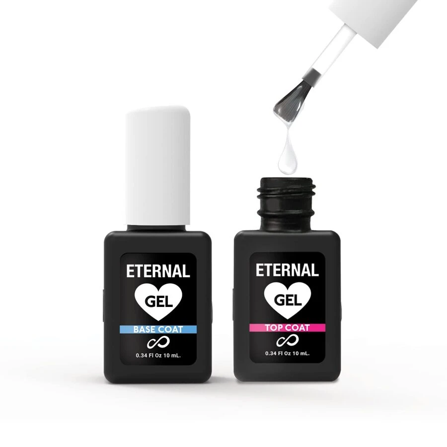 2 Pcs 10ml No Wipe Gel Top Coat and Base Coat Set - Shine Finish and Long Lasting  Soak Off LED Gel Base Top Coat Glossy Shine Finish. MADE IN USA. - 彩色 - 查看 1