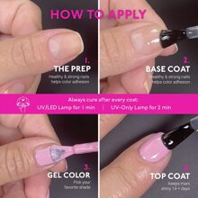 2 Pcs 10ml No Wipe Gel Top Coat and Base Coat Set - Shine Finish and Long Lasting  Soak Off LED Gel Base Top Coat Glossy Shine Finish. MADE IN USA. - 彩色 - 查看 5