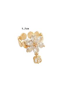 1 件精美花形方晶锆石戒指情人节 - 金黃色 - 查看 5