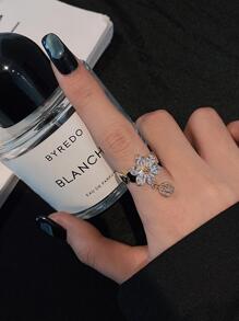 1 件精美花形方晶锆石戒指情人节 - 金黃色 - 查看 3