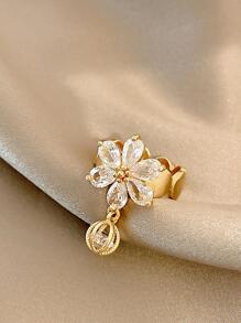 1 件精美花形方晶锆石戒指情人节 - 金黃色 - 查看 2