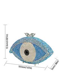 Evil eye Design crystal rhinestone clutch Bags, Silver and blue crystal evil eye clutch For Party&Prom Events - Baby Blue - View 8