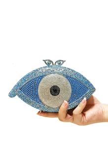 Evil eye Design crystal rhinestone clutch Bags, Silver and blue crystal evil eye clutch For Party&Prom Events - Baby Blue - View 2