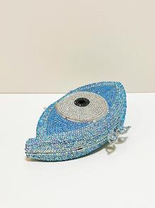 Evil eye Design crystal rhinestone clutch Bags, Silver and blue crystal evil eye clutch For Party&Prom Events - Baby Blue - View 6