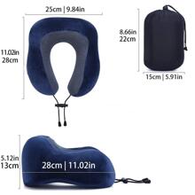Hỗ trợ cổ Gối du lịch Memory Foam Gối tựa đầu hình chữ U - Màu xanh hải quân - Xem 6