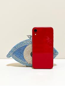 Evil eye Design crystal rhinestone clutch Bags, Silver and blue crystal evil eye clutch For Party&Prom Events - Baby Blue - View 7